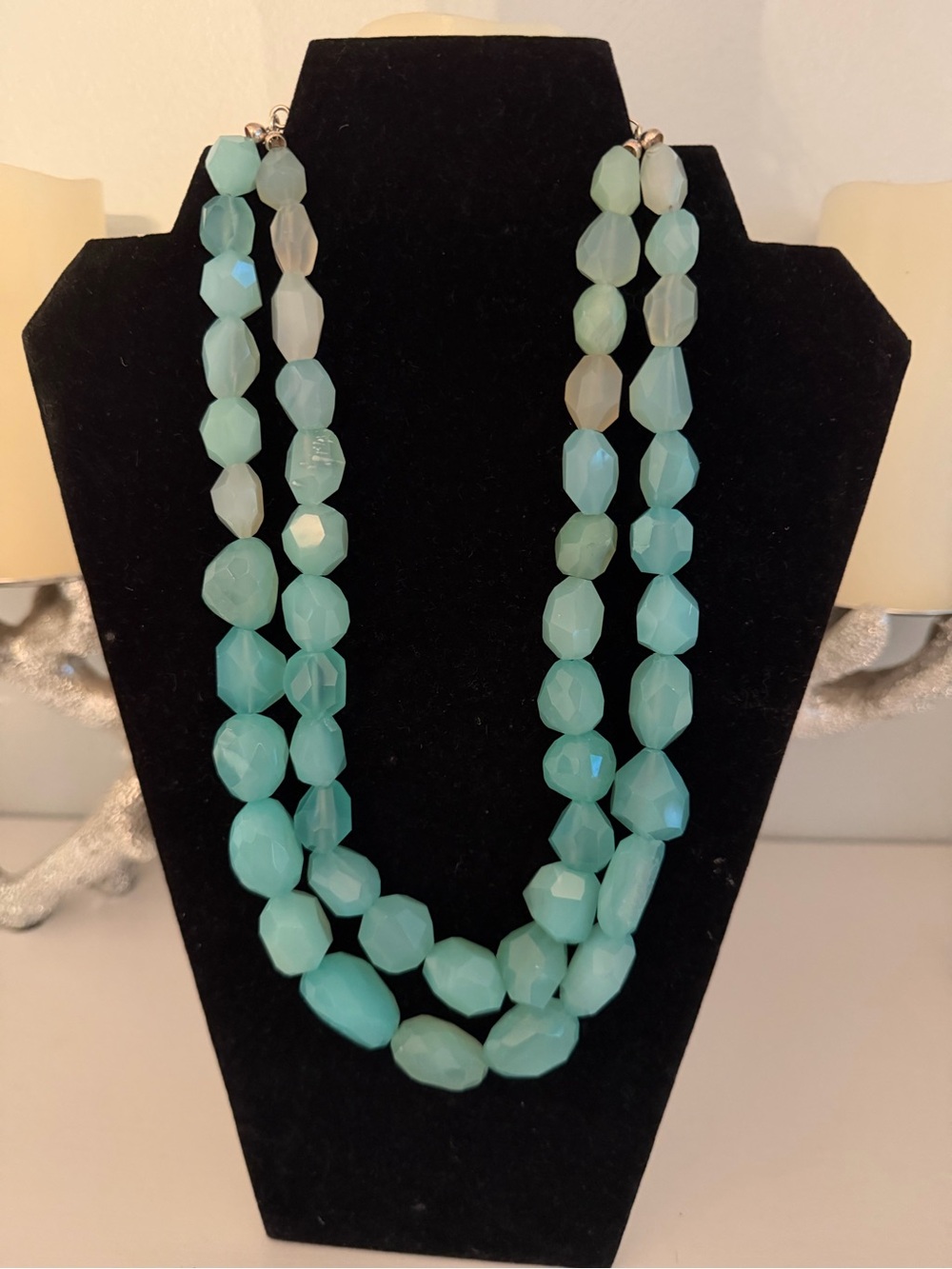 Jay King Vintage DTR 925 Aquamarine Beaded 2 Strand Necklace women’s jewelry